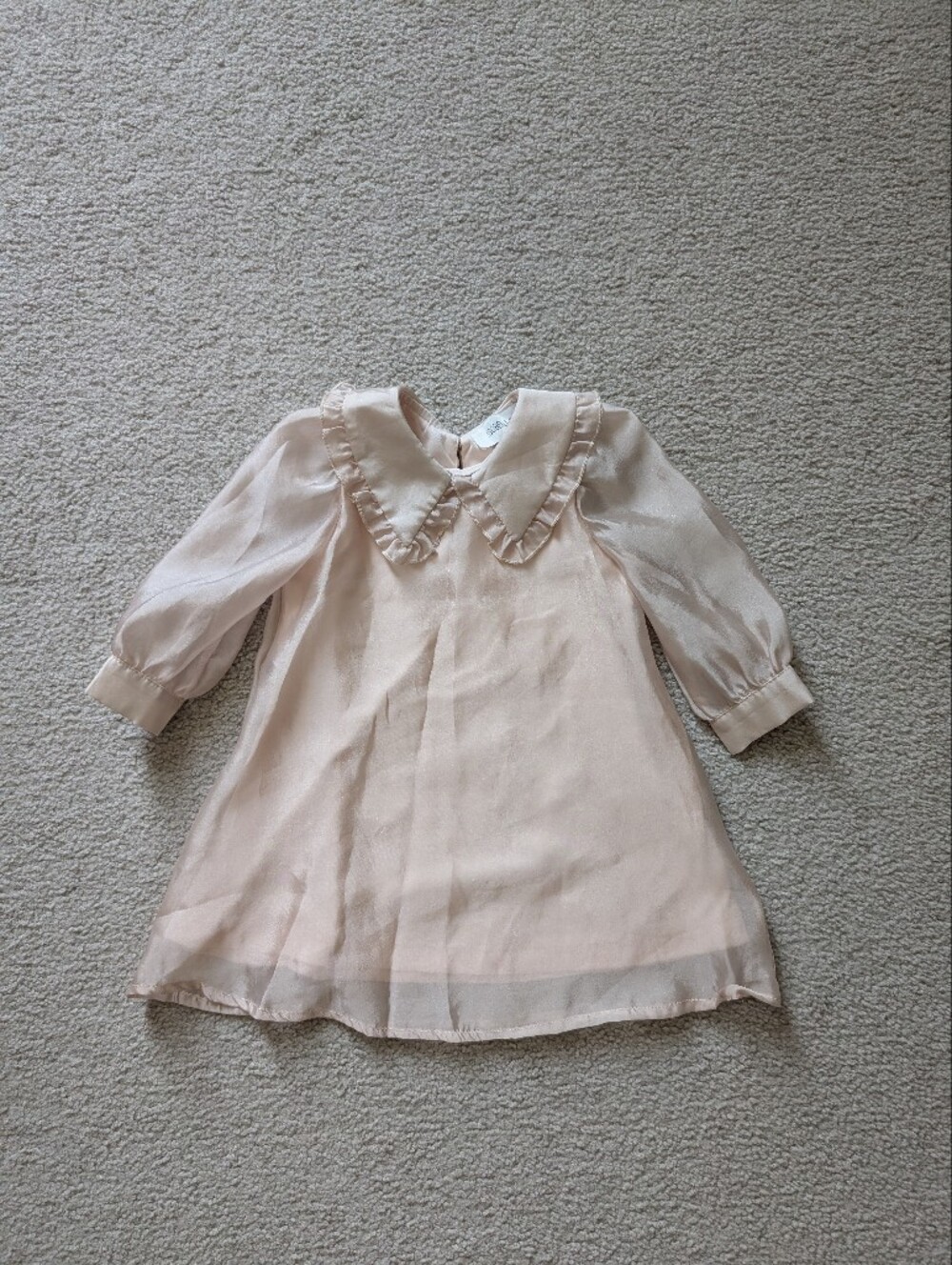 Isobella & Chloe Pale Blush Ruffle Collar Dress